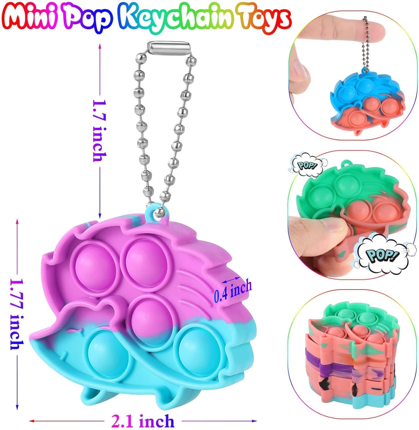 Pop Fidget Toys Its Party Favors for Kids 4-8 8-12, 20PCS Hedgehog Toy Mini Pop Keychain It Fidget Toy Bulk Fidgets for Classroom Prizes for Kids Birthday Goodie Bag Stuffers Autism Sensory Toys Packs