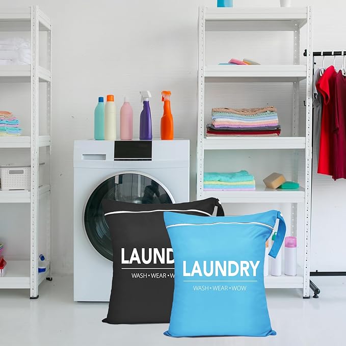 Sylfairy 2 Pcs Large Travel Laundry Bags, Waterproof Wet Dry Bags, Washable Dirty Clothes Bags for Gym, Swimming, Yoga