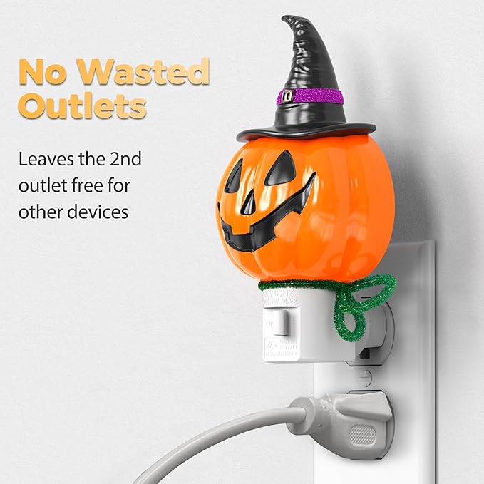 DORESshop Pumpkin Halloween Night Light, 3000K Night Lights Plug into Wall, Plug in Nightlight with 360° Rotatable, Cute & Funny Halloween Decor Night Light for Kids,Party,Pumpkin Decor,1 Pack