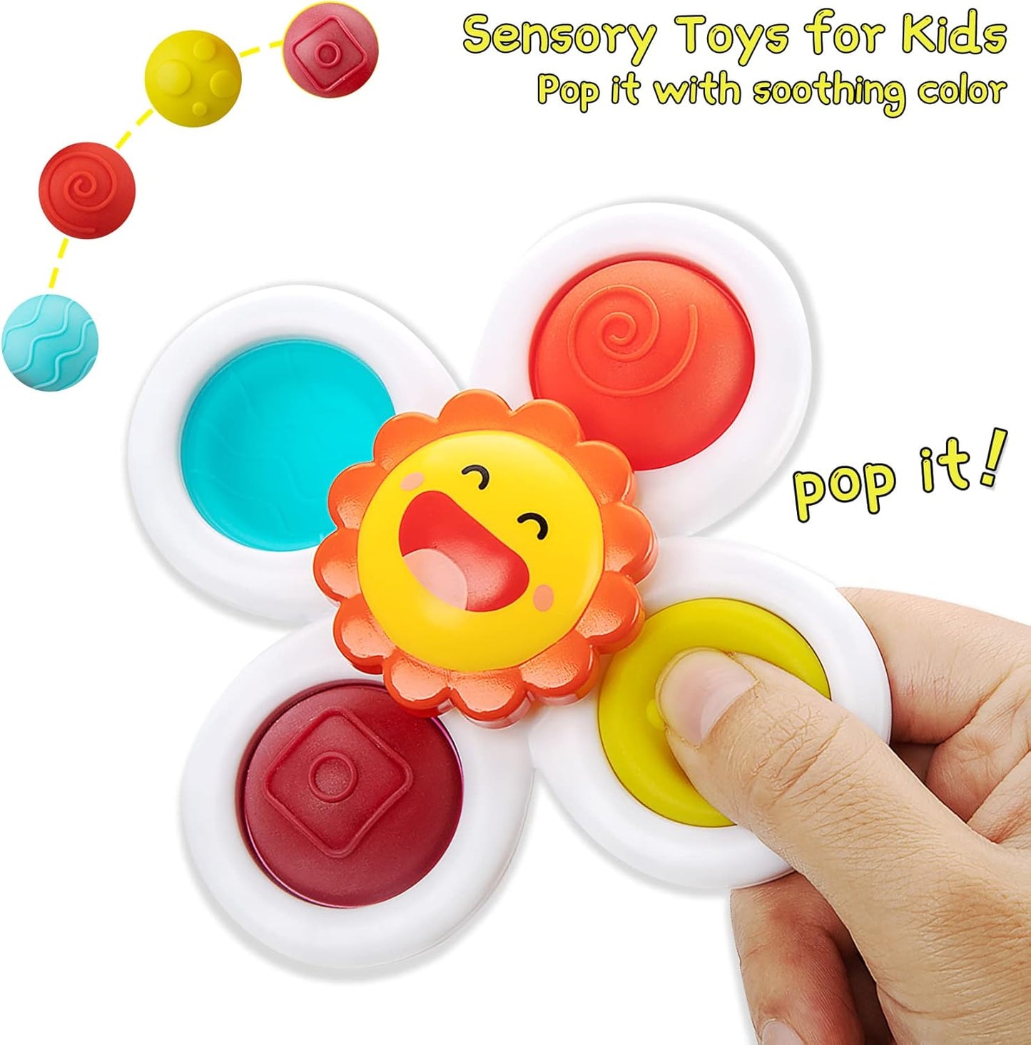 Suction Cup Spinner Toys for 1 Year Old Boy Gifts, Spinning Top Baby Bath Toys 6-12-18 Months, 1st One Year Old Girl Christmas Birthday Gifts Travel Sensory Toys for Toddlers 1-3