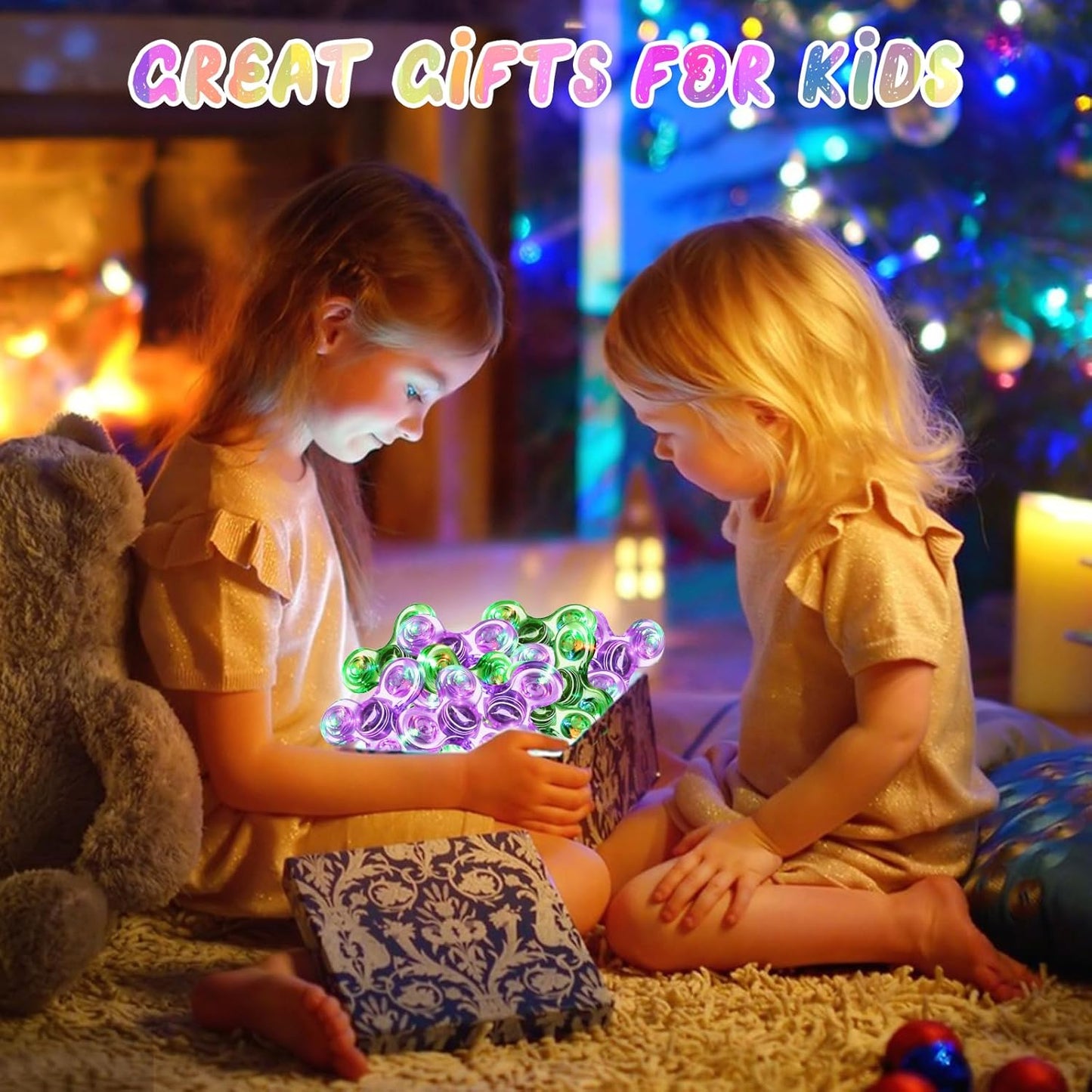 SCIONE 2Pack Fidget Spinners for Kids, LED Light up Sensory Fidget Toys for Kids Adults, Glow in The Dark Toys for Teens Boys Girls Halloween Classroom Prizes, ADHD Stress Anxiety Relief Fidgets