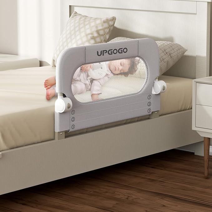 Folding Toddler Bed Rails for Crib,Safety Toddler Bed Rails,Bed Guard Rail with Reinforced Anchor Safety System,Bed Rail for Kids Fit,Bunk,Full Size,Queen,King,Twin(Grey,33"x23.6")