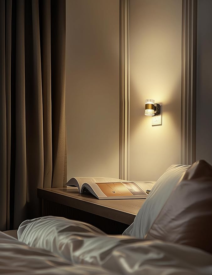 DORESshop LED Night Light Plug in, Modern Night Lights Plug into Wall, Dusk to Dawn Sensor, 0-100LM Adjustable Brightness, Dimmable Decorative Night Lights for Hallway Bedroom Stairway