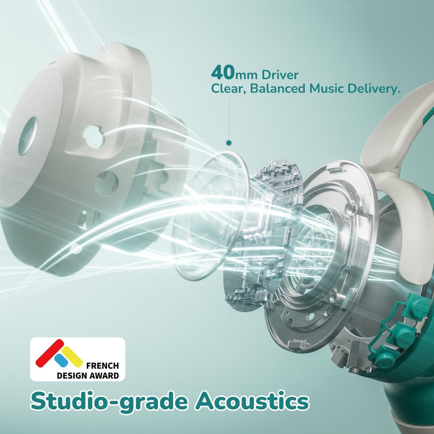 iClever BTH20 Active Noise Cancelling Headphones for Kids, 60H Play Time,Type C Fast Charging,Safe Volume 80dBA,Bluetooth5.4,Award-Winning Kids Headphones Wireless for iPad Tablet Airplane,White&Green