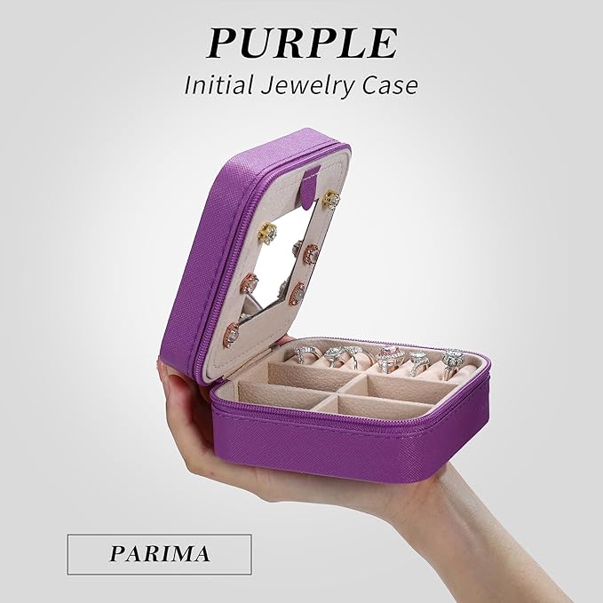 Parima Jewelry Organizer Box | Travel Jewelry Case - Ring, Necklace, Earring Organizer | Small, Purple