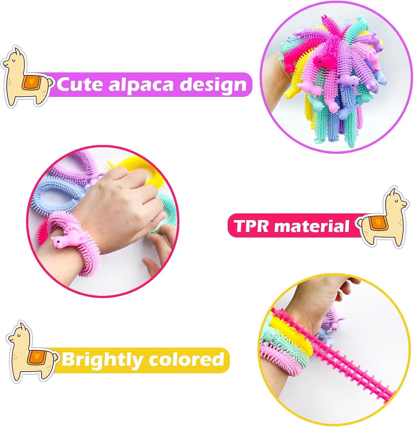 30pcs Alpaca Stretchy Fidget Toy,Stretchy String Fidgets Sensory Toys,Stretchy Strings Worm Toy for Children,Kids or Adults Relief Anxiety Relaxing Stress Party Favors Valentine Day Gifts