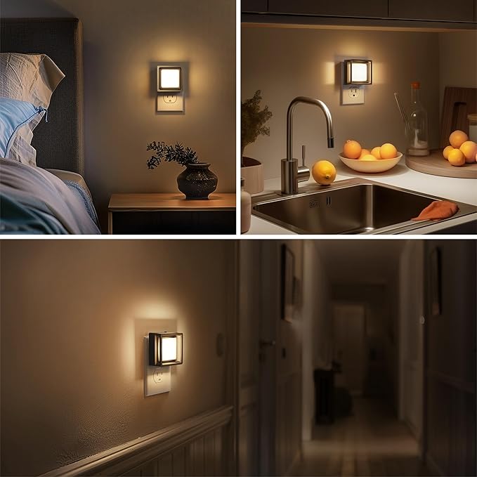 Briignite Night Light, Night Lights Plug into Wall, 2Pack, Dusk to Dawn Sensor Night Light for Kids, Led Nightlight Dimmable Night Lights Soft White 3000K, 1W, Bedroom, Bathroom Stair