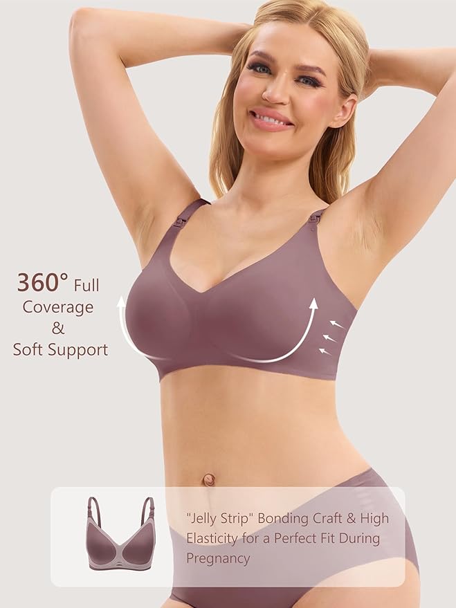 Angelhood 3 Pack Nursing Bras for Breastfeeding Seamless Pregnancy Maternity Bra Wireless Sleep Bralette with Extenders