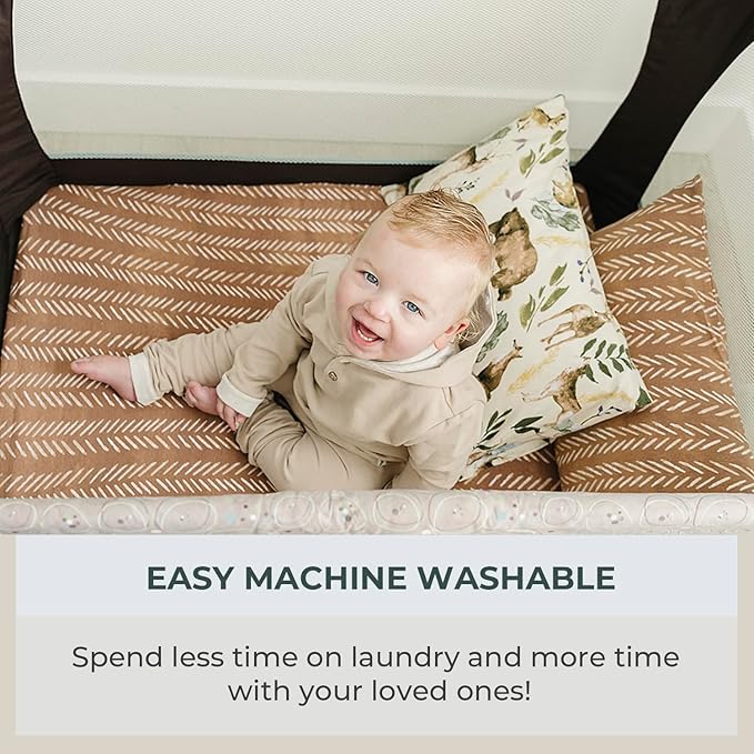 Pobibaby - 2 Pack Premium Pack N Play Sheets Fitted for Standard Pack and Plays and Mini Cribs - Ultra-Soft Cotton Blend, Stylish Woodland Pattern, Safe and Snug for Baby (Wildlife)