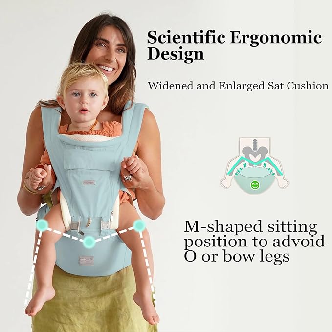 Baby Carrier Newborn to Toddler Baby Carriers with Seat Infant Baby Holder Backpack Baby Carriers Front and Back for Carrying and Hiking (Cyan-Blue)