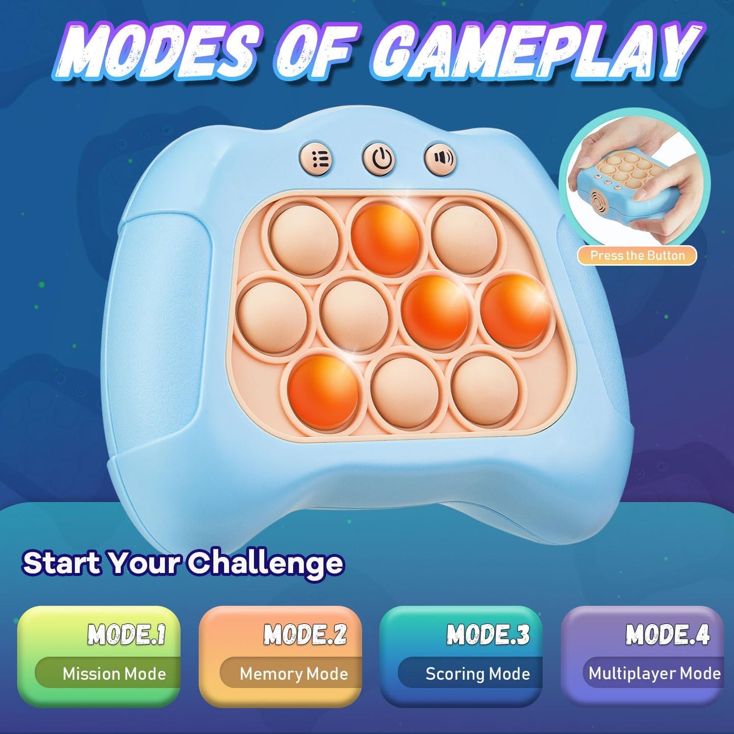 Quick Push Game for Kids 8-12,Pop Sensory Fidget Toys for Kids 6-12,Birthday Gifts for Boys and Girls (Light Blue)