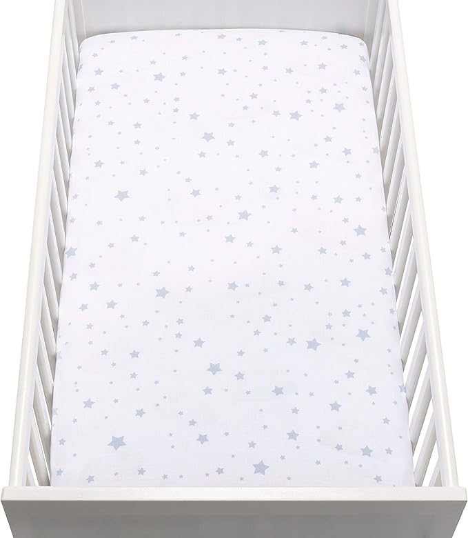 Newton Baby Fitted Single Layer Crib Sheet (2-Pack) - Ultra Breathable and Soft, Organic Cotton, Fits All Standard Cribs, White Stardust