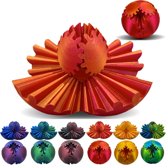 Gear Ball - 3D Printed Gear Ball Spin Ball or Cube Fidget Toy, Gear Sphere, Gear Ball Fidget Toy, Stress Ball, GearSphere Desk Toy, Fidget Ball, Gear Toy for Stress and Anxiety Relaxing (B1)
