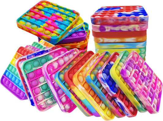 12 Pcs Pop Bubble Fidget Toys for Party Favors, Stress Relief Pressure Relieving Toys for Kids, Pop Bulk Toddler Toy for Birthday Christmas Valentine Gifts and Classroom Prizes