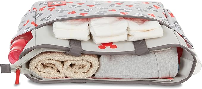 Disney Cudlie Diaper Tote Bag for Moms | Large Spacious Travel Diaper Tote for Baby Boy and Girl | 17-Inches Wide Multi-Functional Baby Bag with Cute Patterns