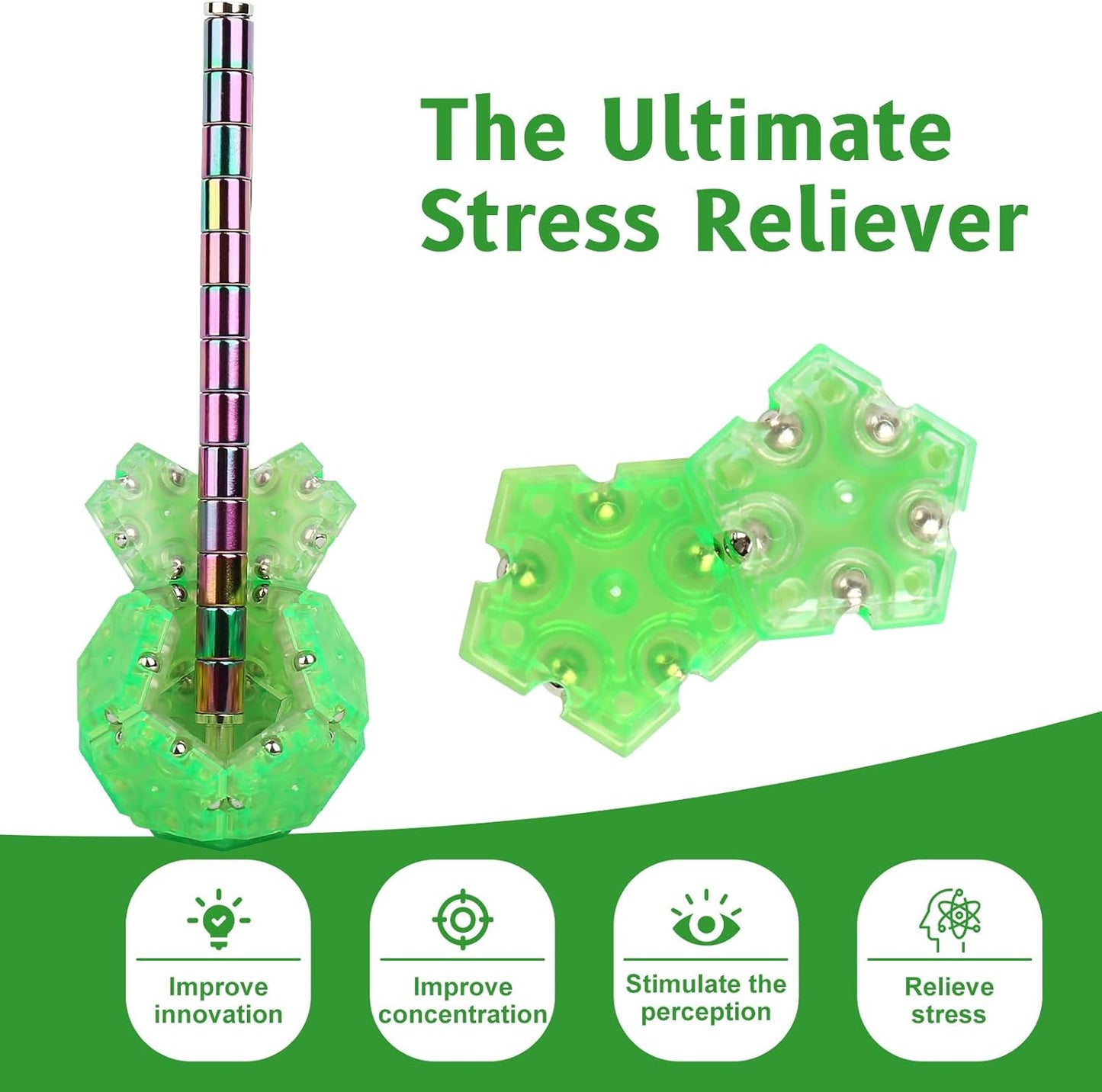 Magnetic ball toys, Fidget toys,stocking stuffers for adults,Gift for Teenage ,Gifts for Men，gifts for dad,Novelty Toy Gift for Friend，12-Piece Set (Green)