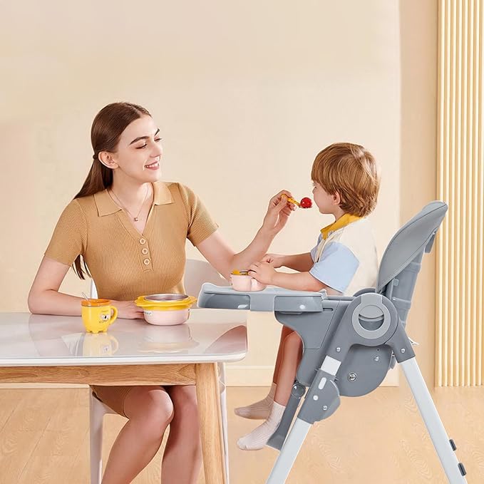 GAOMON Baby High Chair, Multifunctional Infant Highchairs with Adjustable Height and Recline, Foldable High Chair for Babies & Toddlers, High Chair with Removable Tray Easy Clean (Dark Gray)