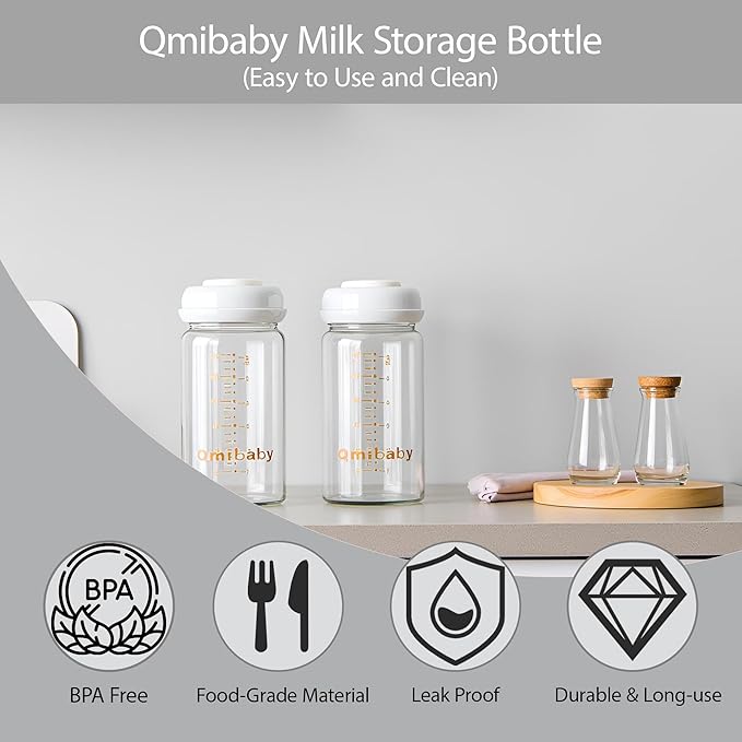 Breast Milk Storage Bottles 180ml 6oz BPA-Free Leak-Proof Baby Bottle for Breastmilk Storage Wide Neck Bottles with Screw Ring Sealing Disk Breastfeeding (Grey, 180ml-6Packs)