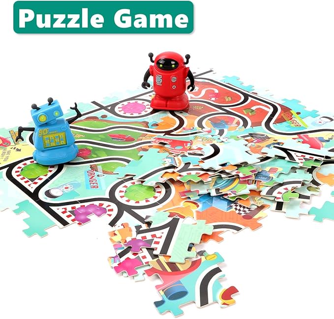 REMOKING Magic Inductive Robot Toys，Creative Track Puzzle Race Game，Learning and Educational Toys for Boys & Girls 3 Years and Up，Party and Birthday Gifts