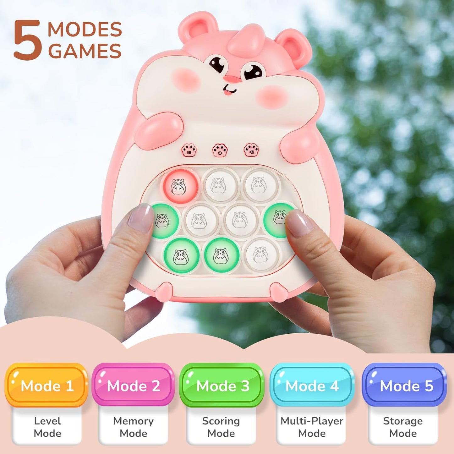 Fast Push Game, Stocking Stuffers for Kids 8-12, Fidget Toys for Kids, Fast Push Bubble Game, Pop Game It Light Up Fidget Sensory Toys, Christmas Birthday Gifts for 3 4 5 6 7 8 9 Year Old Girls Boys