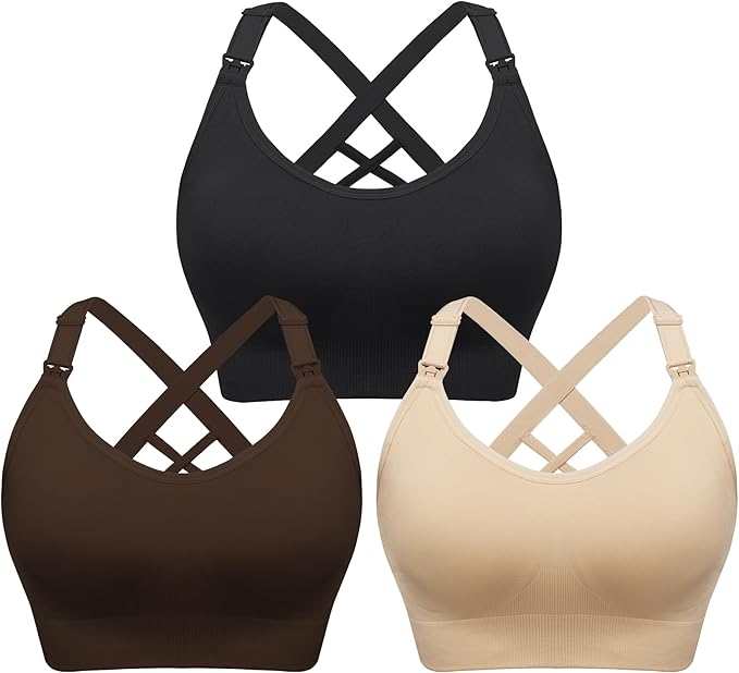 Angelhood Nursing Bras for Breastfeeding, Seamless Nursing Sports Bra Support Yoga Maternity Bras Pregnancy Sleep Bralette