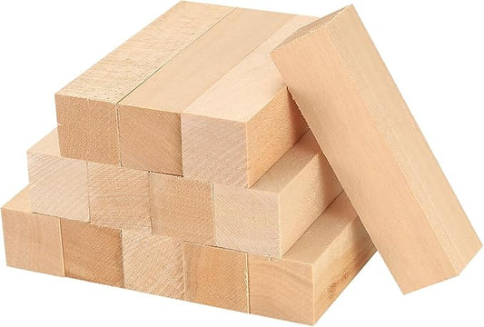 13 Pcs Unfinished Wooden Blocks for Crafts, Basswood Carving Blocks, Basswood for Wood Carving Blocks, Bass Wood for DIY Crafting Whittling for Adults Beginner Experts - 3.9x1x1