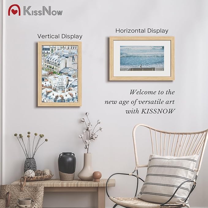 11x17 Picture Frame 2 Pack, Natural Oak Wood, Wall Gallery Poster Frame