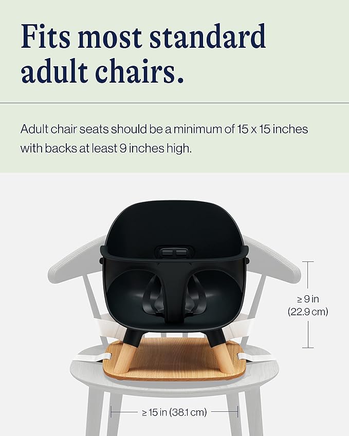 Lalo The Booster Seat for Babies & Toddlers, Children's Booster Seat, Easy to Clean Five-Point Safety Harness & Durable Non-Toxic Plastic Seat & Belly Bar - Licorice