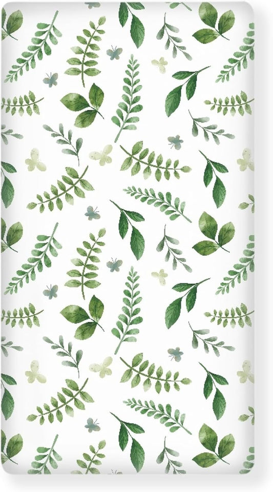Lovely Green Flower Fitted Crib Sheet Plants Baby Crib Sheet Fit Standard Crib and Toddler Mattress,Crib Mattress Sheets for Boys Girls 28"x52"