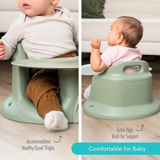 Upseat Baby Floor Seat Booster Chair for Sitting Up with Removable Tray for Meals and Playtime, Developed with Physical Therapists for Safe and Healthy Hip Development and Posture (Sage)