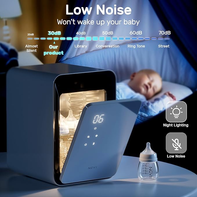 NCVI 12L UV-Light Baby Bottle Dryer Pro for Infant Must Have Can Hold 12 Baby Bottles, Baby UV Household Box Cabinet for Baby Pacifiers/Silicone Teether Toys/Breast Pump Parts