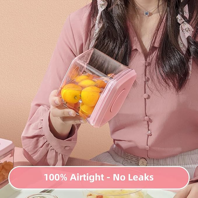 Ankou Airtight Food Storage Container - 7 Pcs One Button Handy Container Stackable Food Containers for Snacks Candy Salt Herbs Spices Coffee Bean Formula Popcorn BPA-Free Tight Seal