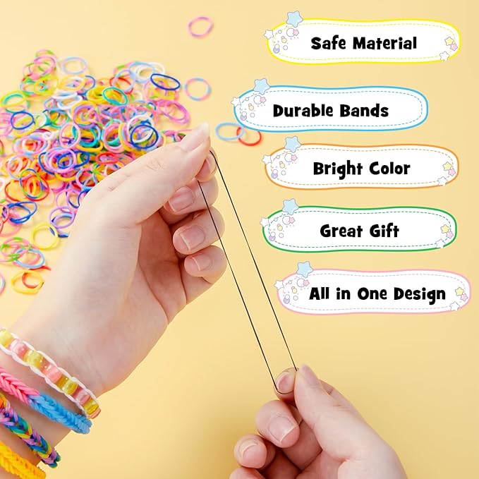 INSCRAFT Rubber Band Refill Kit: 18,950+ Rubber Bands in 37 Colors, S-Clips, Beads, Backpack Hooks, Tassels and More, DIY Friendship Bracelet Making Kits, Christmas Birthday Gift for Kids