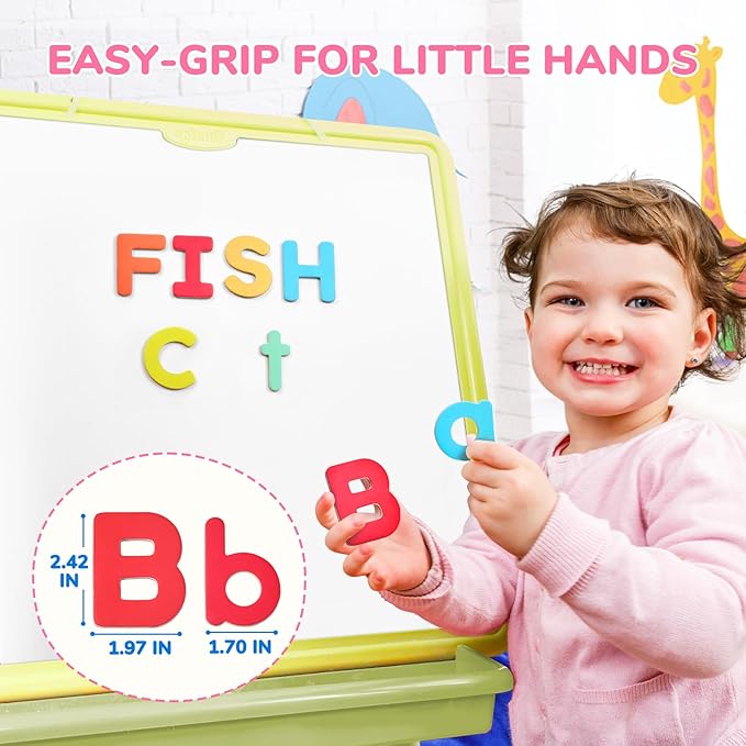 JoyCat Wooden Magnetic Letters and Numbers, Large Size Alphabet ABC 123 Fridge Magnets for Toddlers & Kids, Uppercase Lowercase, Preschool Spelling Learning Refrigerator Gift Toy Set (89 PCS)