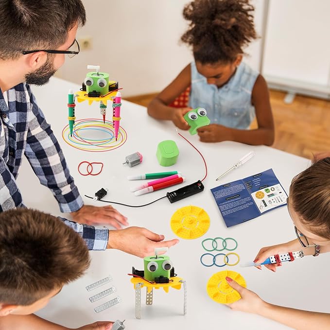 Bulk STEM Craft Kits for Kids 8-12: 4-Pack Doodling Robot Building Kits, Classroom Activities & Science Experiments, Educational Robotics DIY Project for Boys Girls, STEM Toys for School Clubs