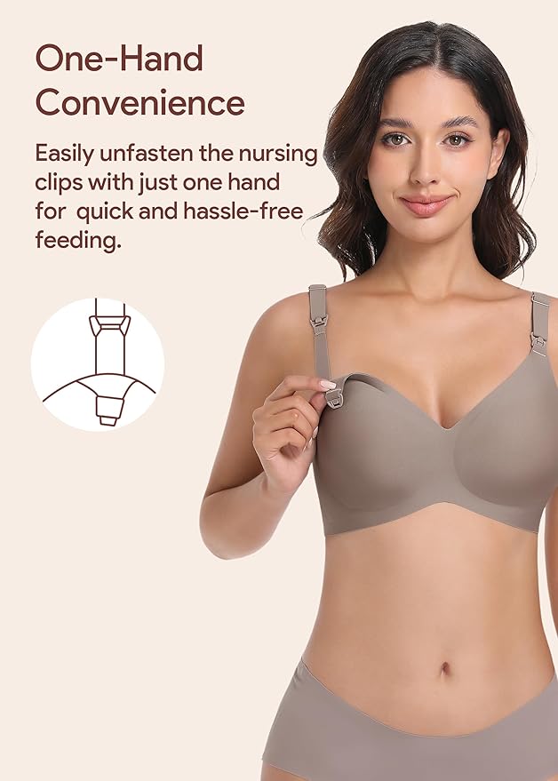 Maternity Nursing Bras Wireless Seamless Ultra-Soft Comfort for Breastfeeding Pregnancy Easy One-Handed Access Sleep Bra