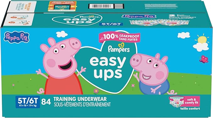 Pampers Training Pants - Easy Ups Girls & Boys - Size 5T-6T, 84 Count, Peppa Pig Potty Underwear (Packaging May Vary)