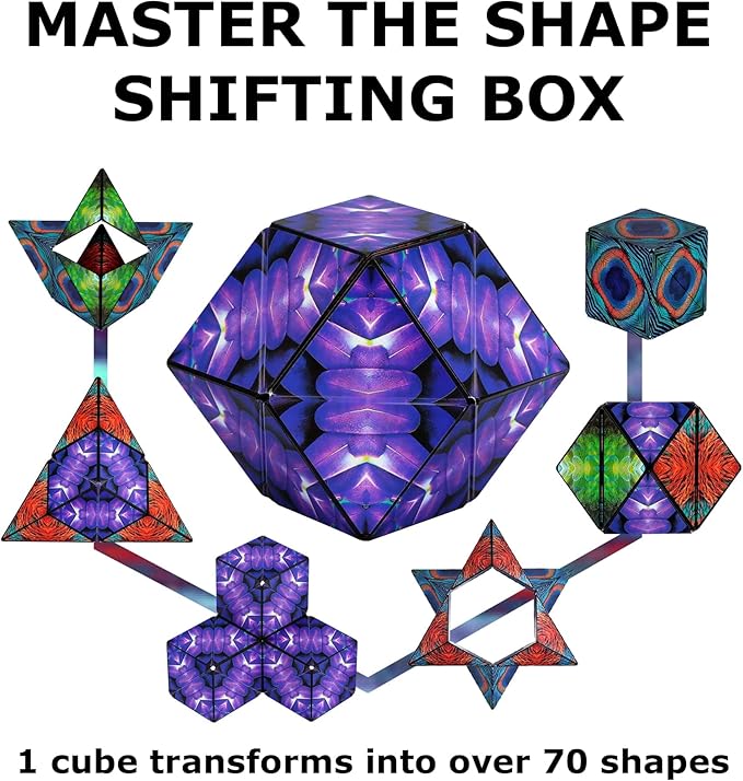 Shashibo Shape Shifting Box - Award-Winning Fidget Toy w/ 36 Rare Earth Magnets - Fidget Cube Transforms Into Over 70 Shapes, Sensory Toy Gift for Kids, Teens, and Adults (Wings)
