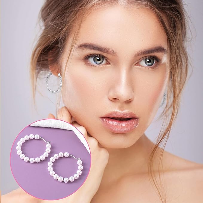 Pndeyo 280pcs Hypoallergenic Earring Beading Hoops, Metal Round Hoop Earrings Findings, Open Earring Wire Ring Accessories for Jewelry Making- Silver