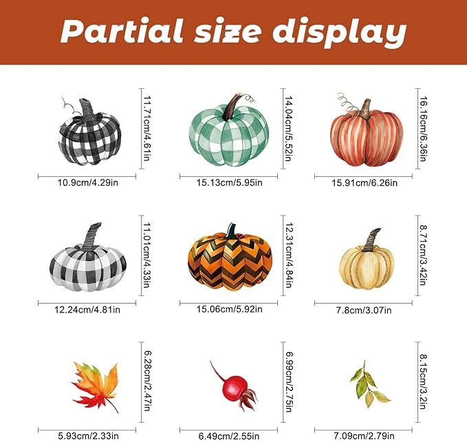 6 Sheets Pumpkin Window Stickers Thanksgiving Window Clings Double-Sided Fall Leaves Window Stickers Decor Autumn Window Clings for Glass Windows Holiday Home Kitchen Office Decorations DIY Supply