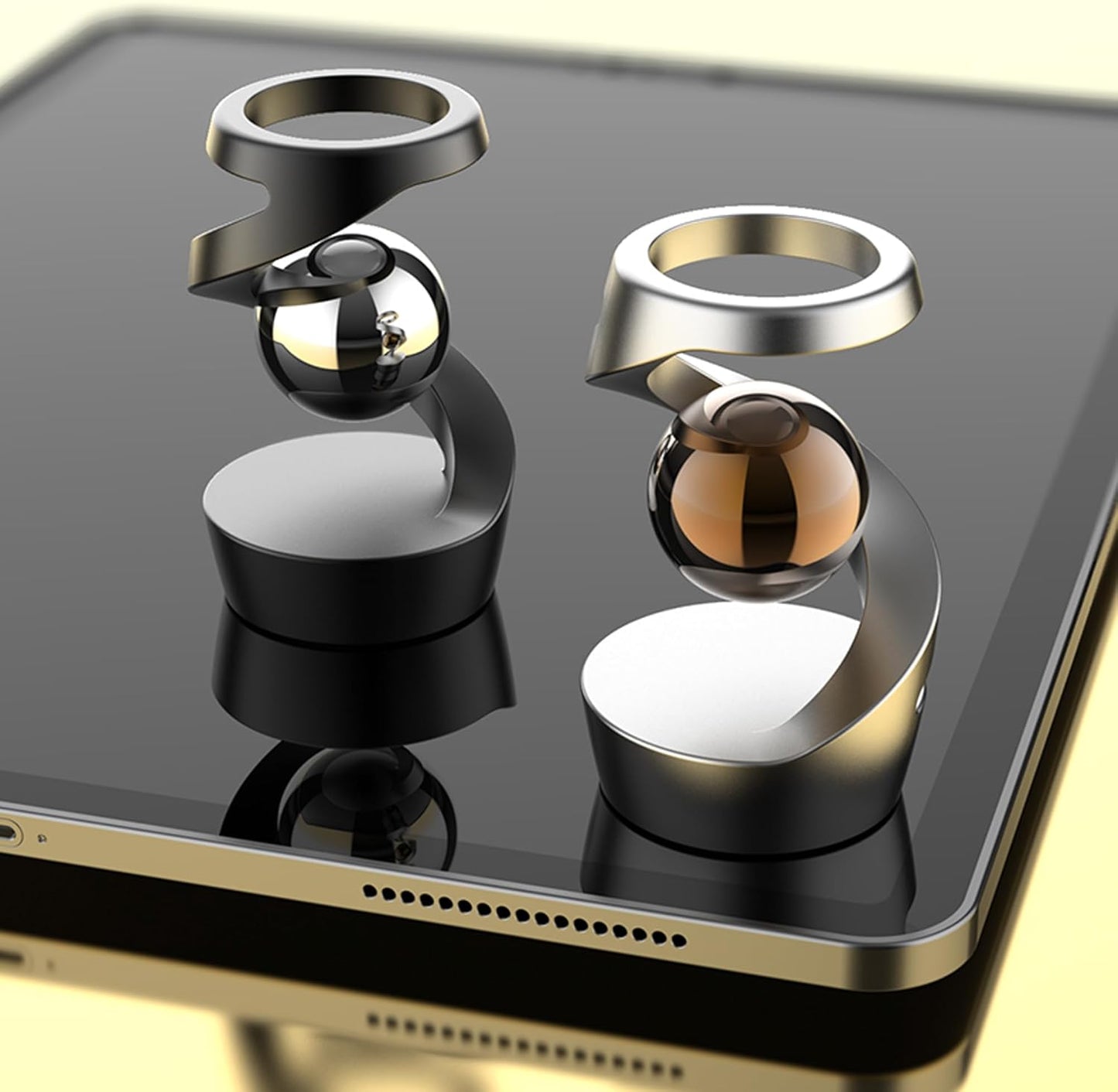 Fidget Toys, Metal ADHD Desk Spinning Toys for Adults Kids Boys Girls, Quite Fidget Sensory Toys for Party Favors, Stocking Stuffers, Classroom Prizes (Silver-Gold)