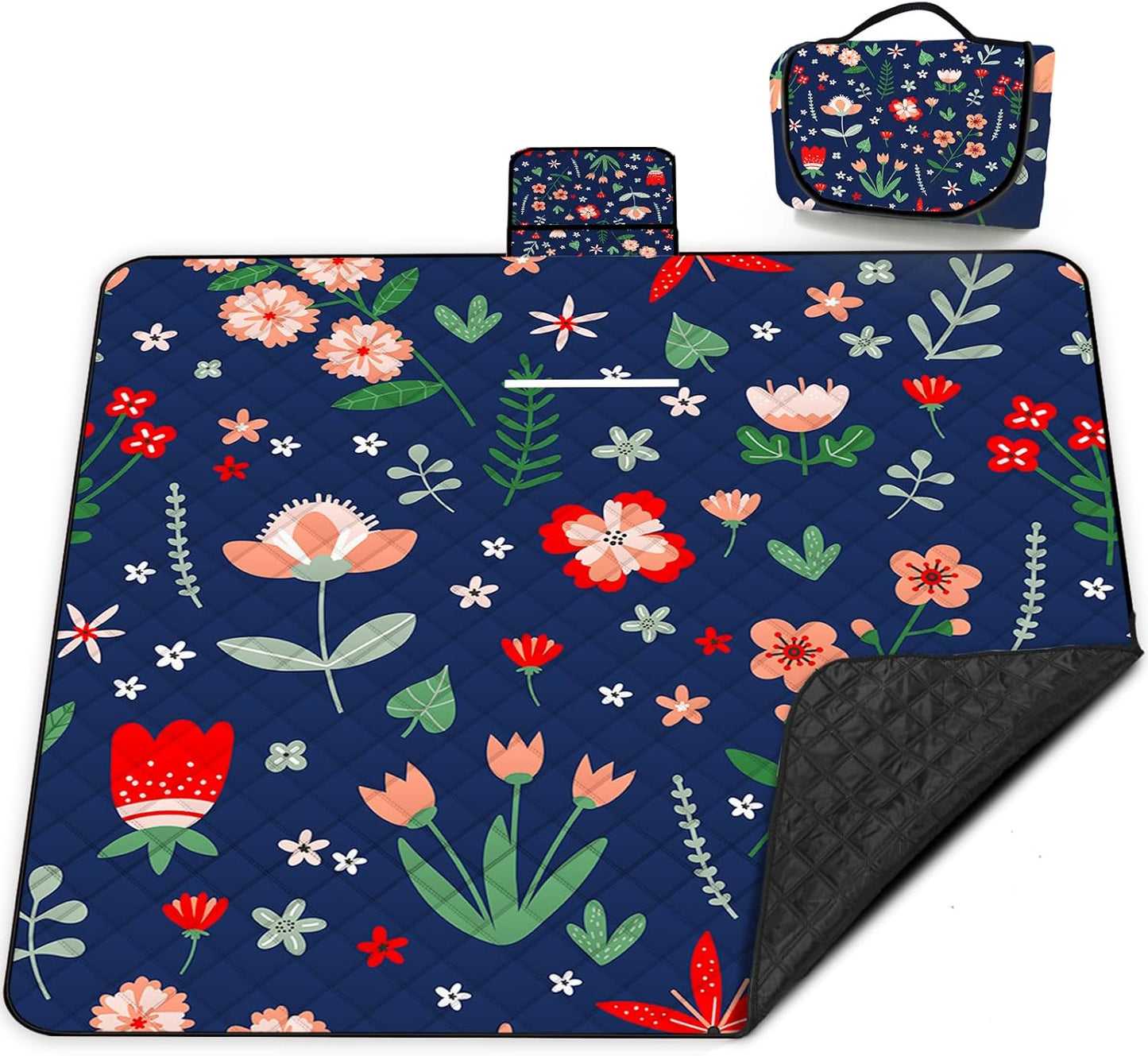 Extra Large Picnic Blanket Waterproof,80"x 80"Foldable Machine Washable Beach Blanket,Outdoor Blanket for 6-8 Adults,Suitable for Indoor Crawling,Park Beach,Camping,Hiking,Family Travel(Light Blue)