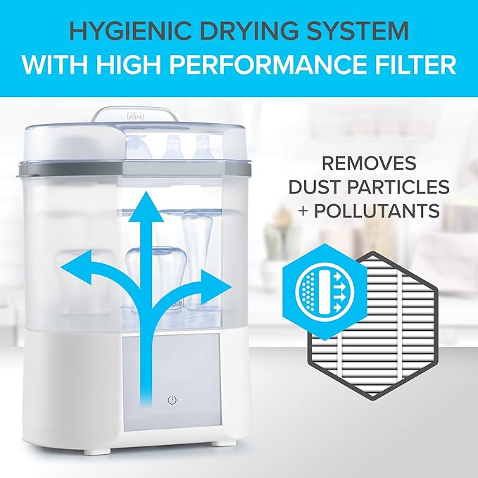 Chicco Advanced Electric Steam Sterilizer & Dryer for Baby Bottles, Feeding Accessories and More | Eliminates 99.9% of Germs | 4 Programming Options | 2 Configurations | Automatic Shut-Off