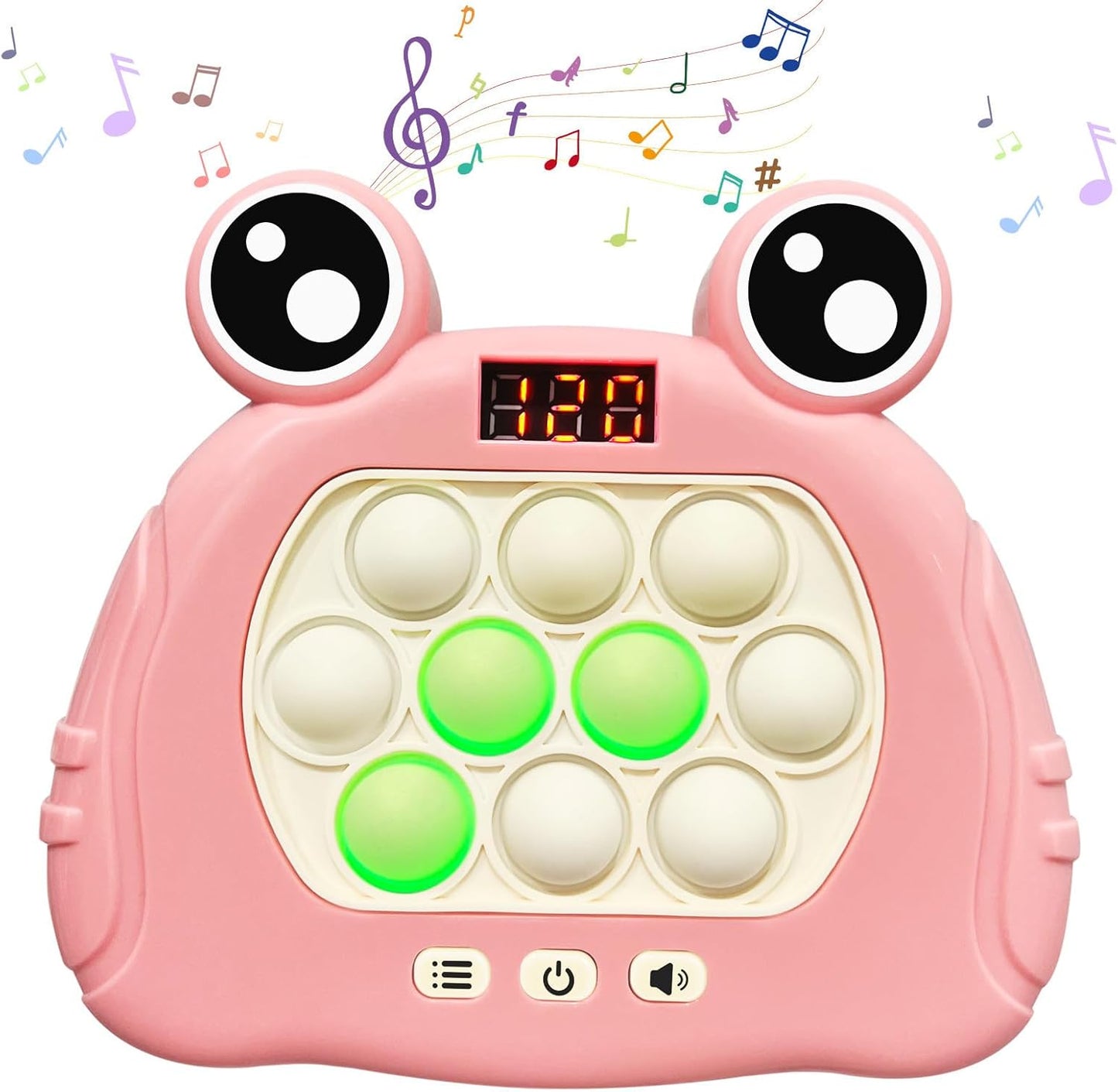 Pop Quick Push Game Light Up Fidget Toys Handheld Puzzle Press Popping Game Console for Kids Ages 3+ Adult Pink Frog