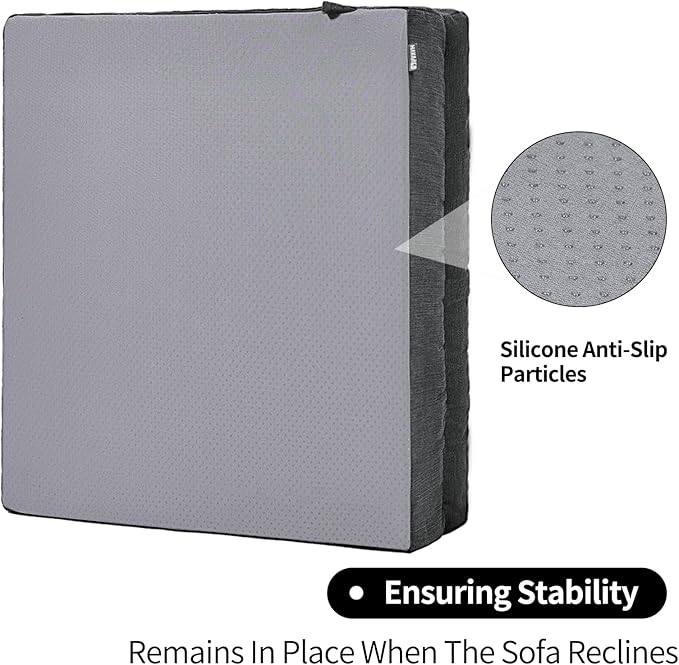 HAVARGO Recliner Cushions for Elderly, 20x20x4 Inch Thick Chair Cushion for Shorter Users Patent Design Soft Tufted Dual Layer Booster Seat Cushions for Seniors Recliner Risers Gray 1P