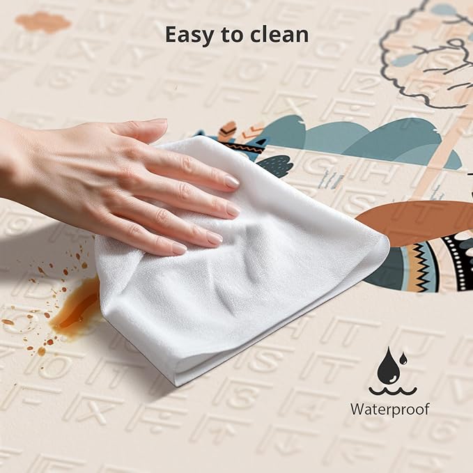 Baby Play Mat, 59" X59 " Extra Large Foldable Baby Mat for Playtime and Tummy Time, Thick Foam Play Mat for Baby, Waterproof, Reversible Portable Playmat for Babies and Todders, Indoor&Outdoor Use