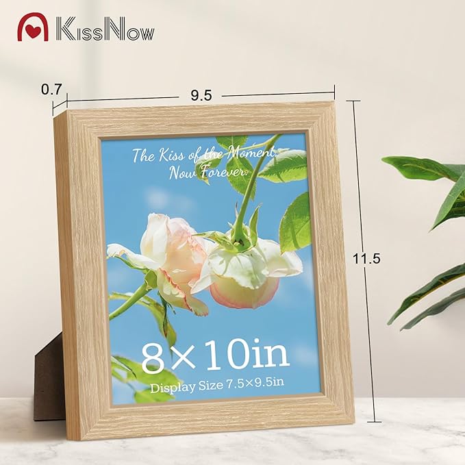 8x10 Picture Frame 2 Pack, Natural Oak Wood Gallery Photo Frame, Wall Hanging or Tabletop Display