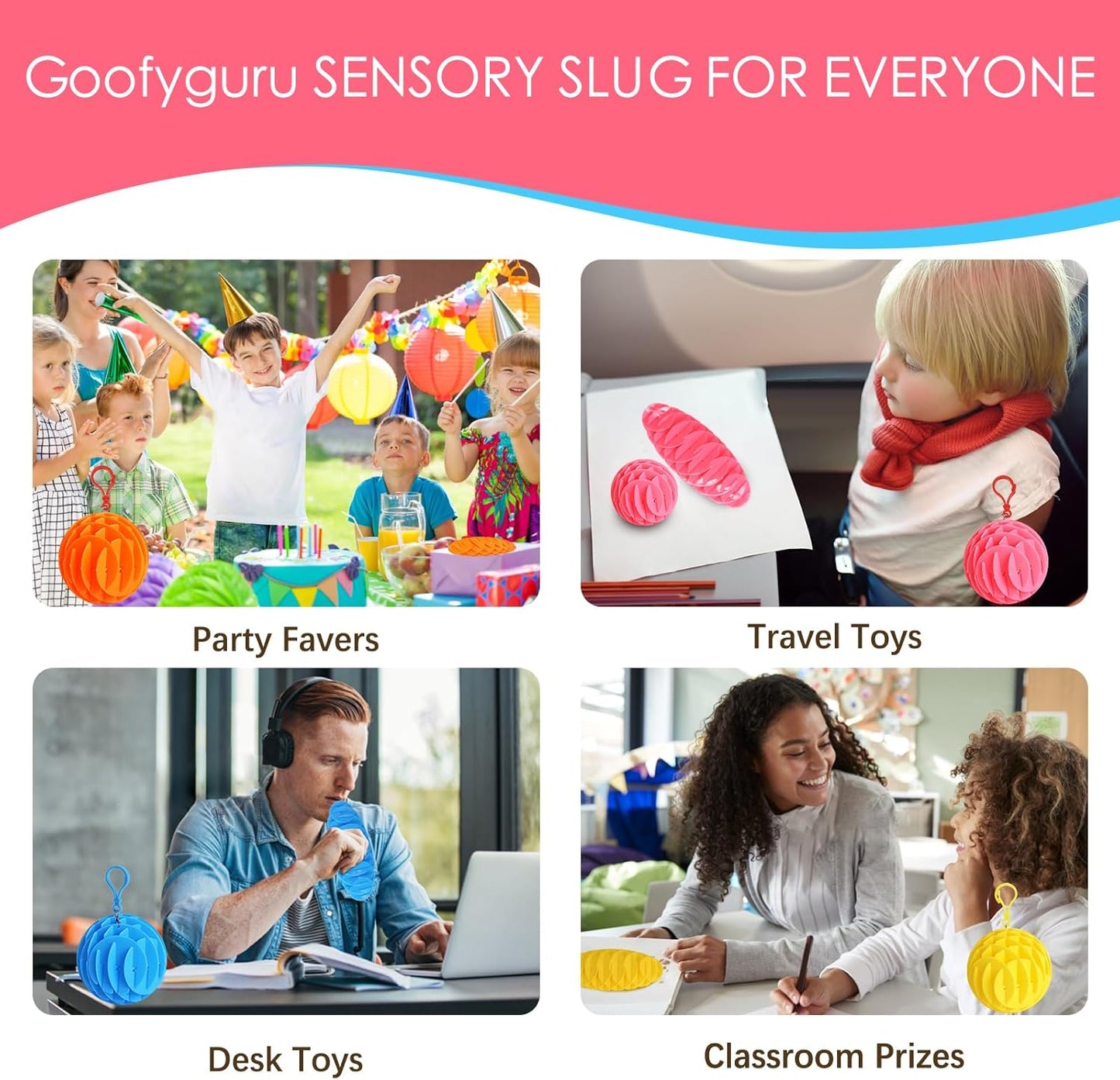 Fidget Worm Toy 2 Pack, Sensory Slug Fidget Toy, Funny Pocket Fidget Toy, Resistance Fidget Toy Anxiety & Stress Relief Toys, EDC Executive Desk Toys (Small 4pcs)