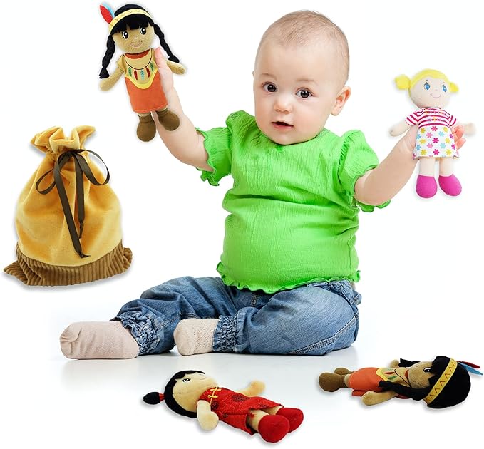 June Garden Soft Baby Doll Set - Multicultural Diversity 8.5" Plush Baby Dolls with Storage Bag - Gift for Infants and Toddlers