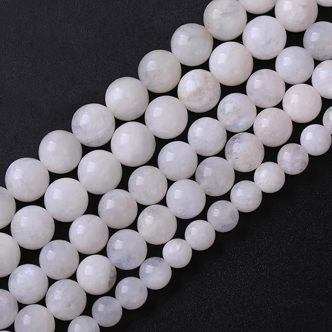 10MM 38PCS Natural Stone White Moonstone Gemstone Semi Precious Beads for Jewelry Making DIY Bracelet